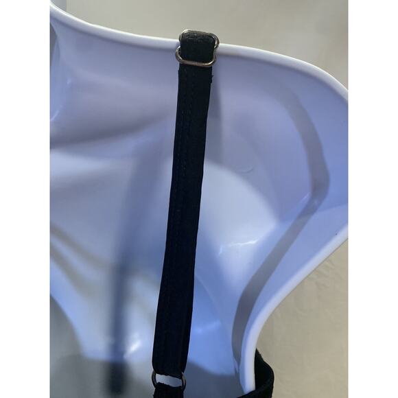 Merona One Piece Swimsuit Womens Medium Deep Black Spaghetti Straps Side Ruching - Picture 6 of 9